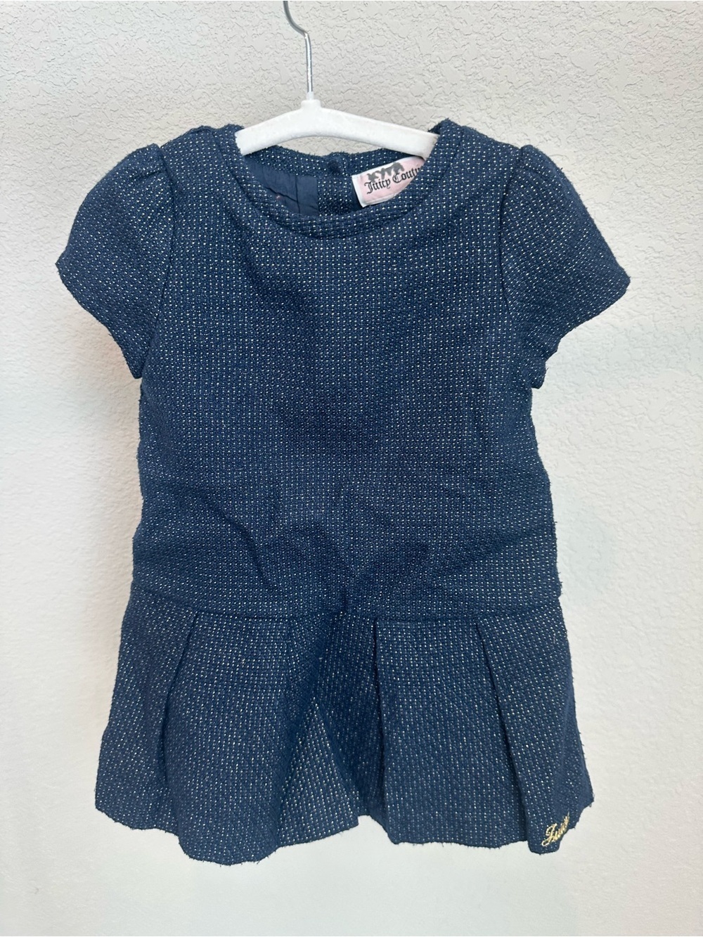 Juicy Couture baby Navy Blue Tweed Short Sleeve dress and bloomer set size 18 mo